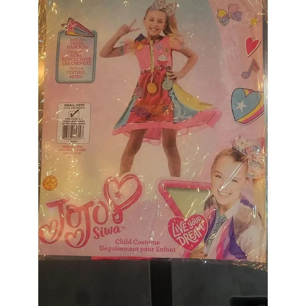 JoJo Siwa Child Costume Small 4-6 Disguise Dress Hair Bow Halloween Girls